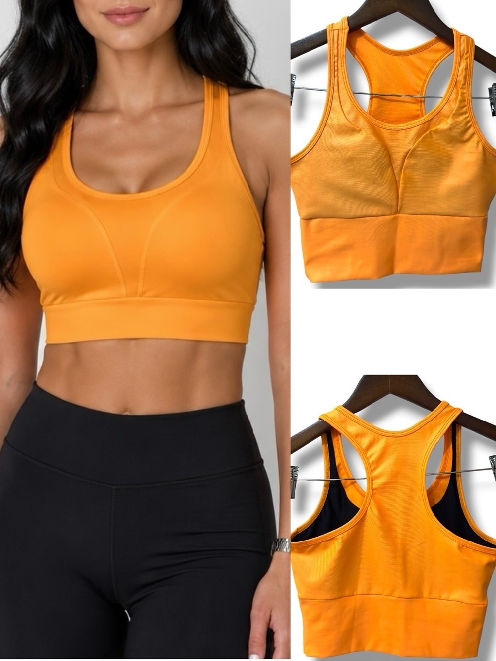 322 NWOT Orange Racerback Seamless Crop Tank Sports Bra (Size S)